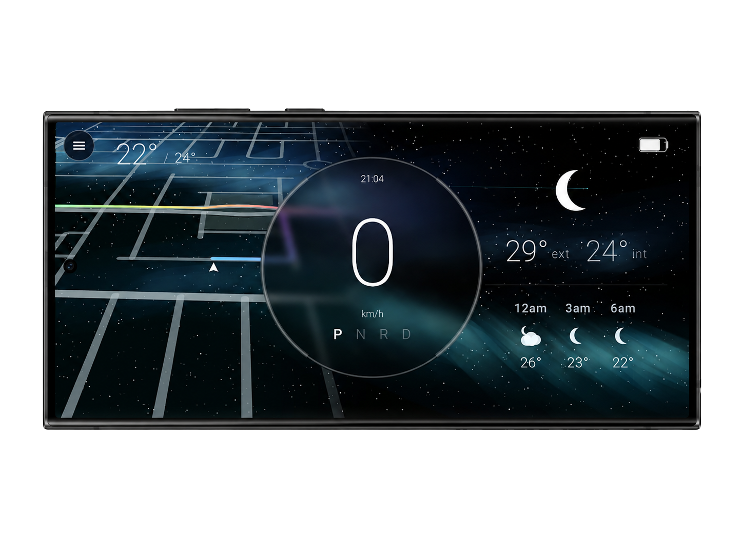 Pantalla Teslian Dash con velocímetro, navegación y clima